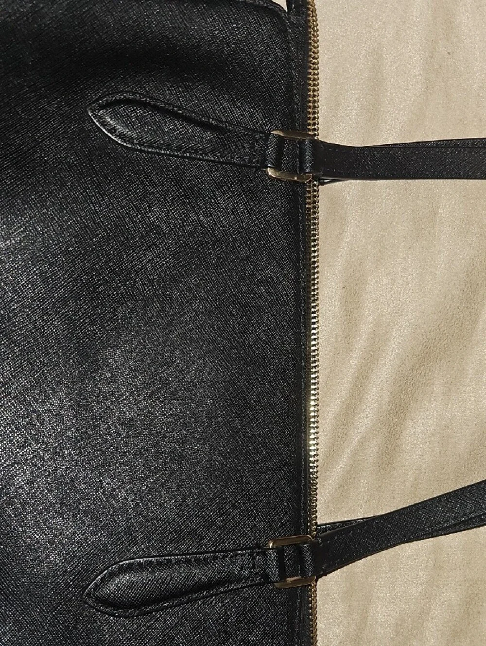 Tory Burch Black Leather Tote with Gold Logo